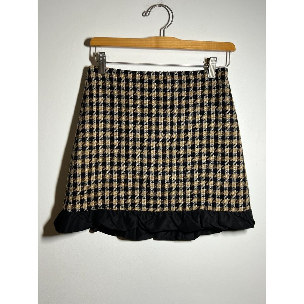 Derek Lam 10 Crosby EUC Natia Check Twisted Ruffle Trim Skirt Size 2
